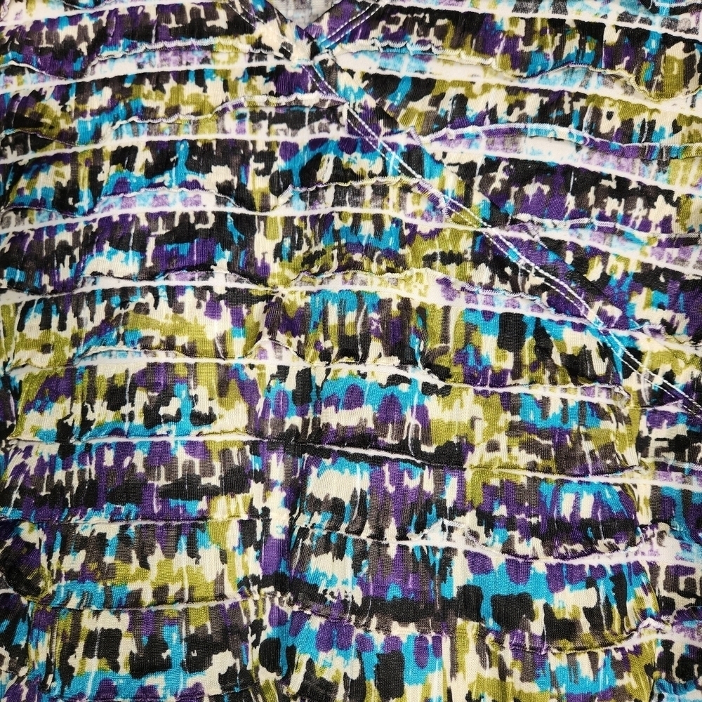 Draper's & Damon's Layers of Ruffles Top Size 2X 3/4 Sleeve Slight Bell V-Neck - Picture 8 of 11